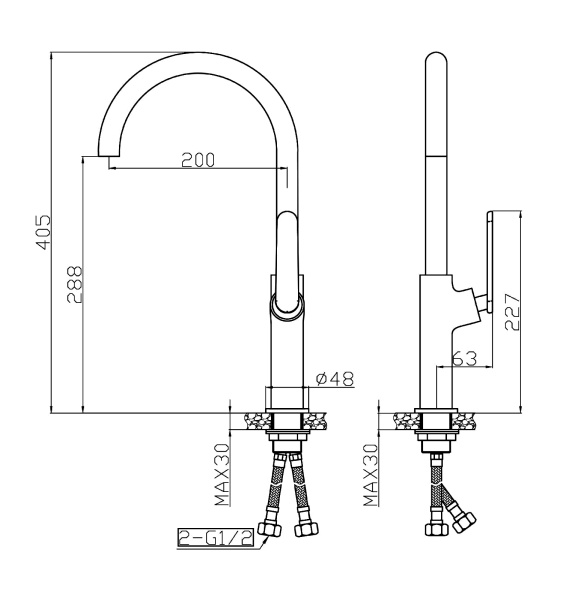 Смеситель для кухни однорычажный Agger Beauty A2600100 хром